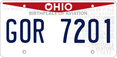 OH license plate GOR7201
