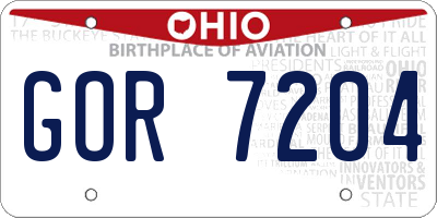 OH license plate GOR7204