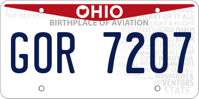 OH license plate GOR7207