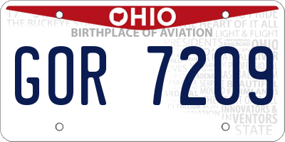 OH license plate GOR7209
