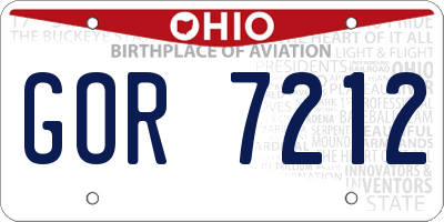 OH license plate GOR7212