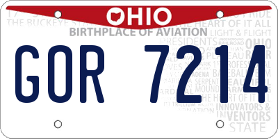 OH license plate GOR7214