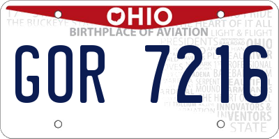 OH license plate GOR7216