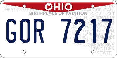 OH license plate GOR7217