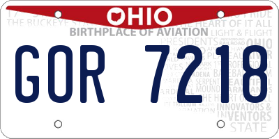 OH license plate GOR7218