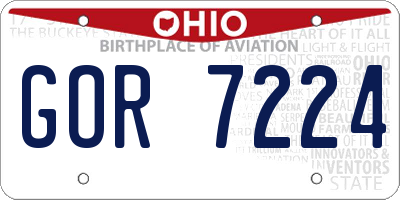 OH license plate GOR7224
