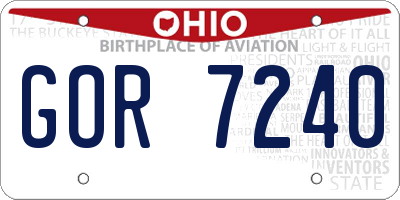 OH license plate GOR7240