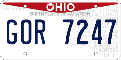 OH license plate GOR7247