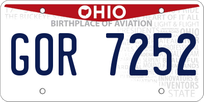 OH license plate GOR7252
