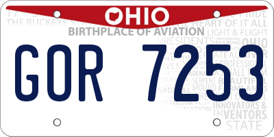 OH license plate GOR7253