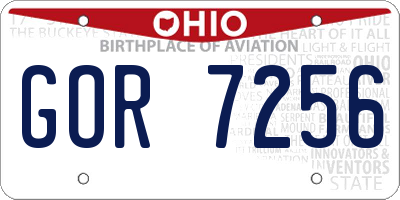 OH license plate GOR7256