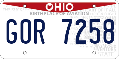 OH license plate GOR7258