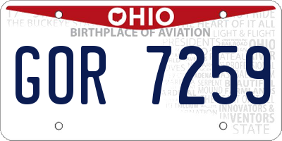 OH license plate GOR7259