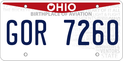 OH license plate GOR7260