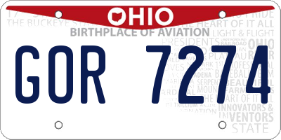 OH license plate GOR7274