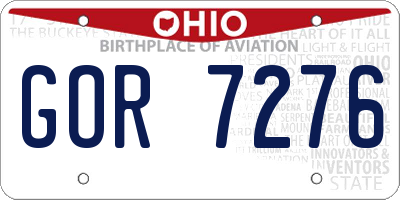 OH license plate GOR7276