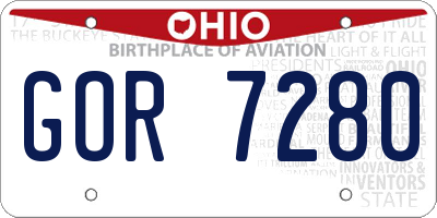 OH license plate GOR7280