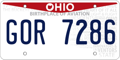 OH license plate GOR7286