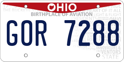 OH license plate GOR7288