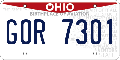 OH license plate GOR7301