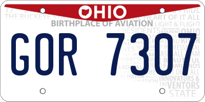 OH license plate GOR7307