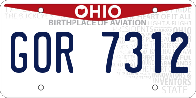 OH license plate GOR7312