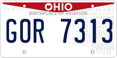 OH license plate GOR7313