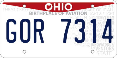 OH license plate GOR7314