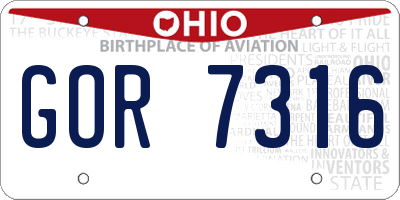 OH license plate GOR7316
