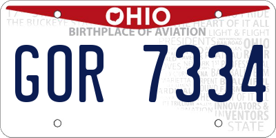 OH license plate GOR7334