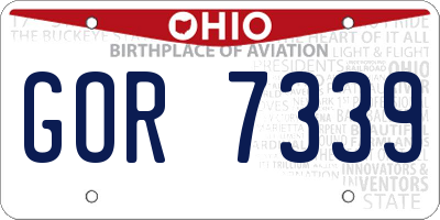 OH license plate GOR7339