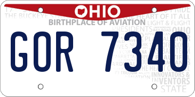 OH license plate GOR7340