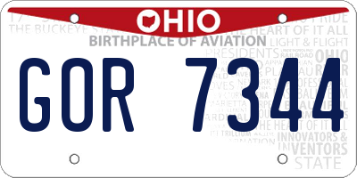 OH license plate GOR7344