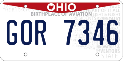 OH license plate GOR7346