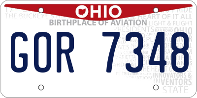 OH license plate GOR7348