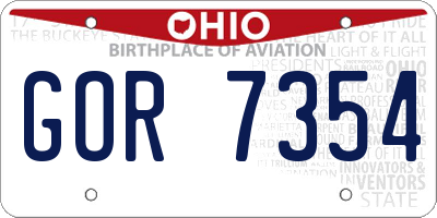 OH license plate GOR7354