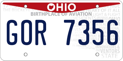OH license plate GOR7356