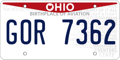 OH license plate GOR7362