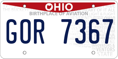 OH license plate GOR7367