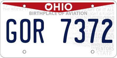 OH license plate GOR7372
