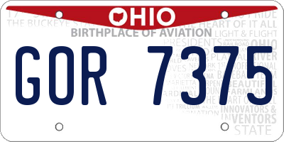 OH license plate GOR7375