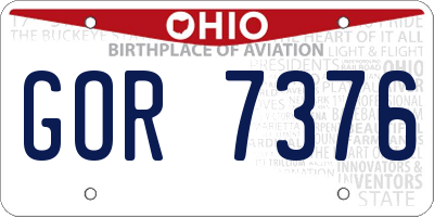 OH license plate GOR7376