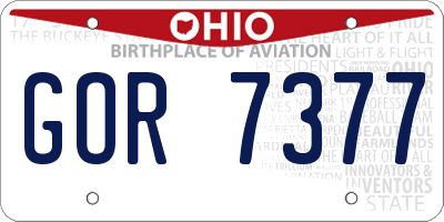 OH license plate GOR7377