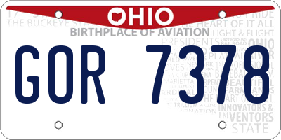OH license plate GOR7378