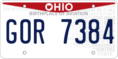 OH license plate GOR7384