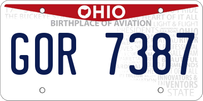 OH license plate GOR7387