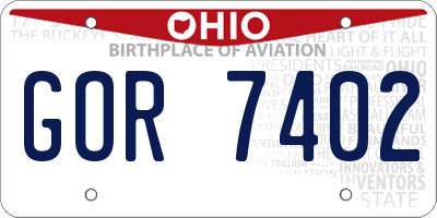 OH license plate GOR7402