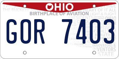 OH license plate GOR7403