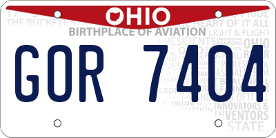 OH license plate GOR7404