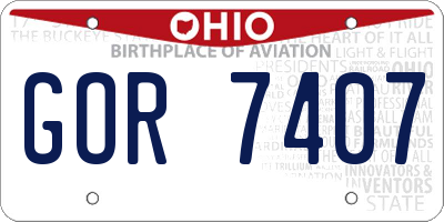 OH license plate GOR7407